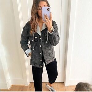 Women's Black Denim Jacket with Gray Accents